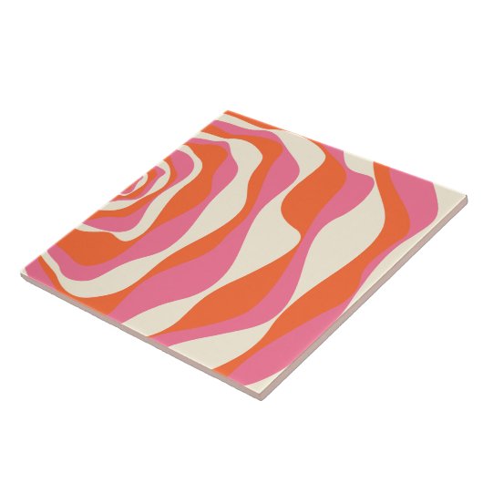 Ebb en Flow 4 - Roze, Sinaasappel en Crème Tegeltje (Zijkant)