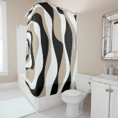 Ebb en Flow 4 - Taupe, Black en White Douchegordijn (In situ)