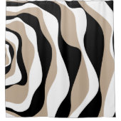 Ebb en Flow 4 - Taupe, Black en White Douchegordijn (Voorkant)