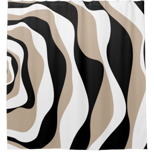 Ebb en Flow 4 - Taupe, Black en White Douchegordijn (Voorkant)