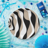 Ebb en Flow 4 - Taupe, Black en White Papieren Bordje (Feest)