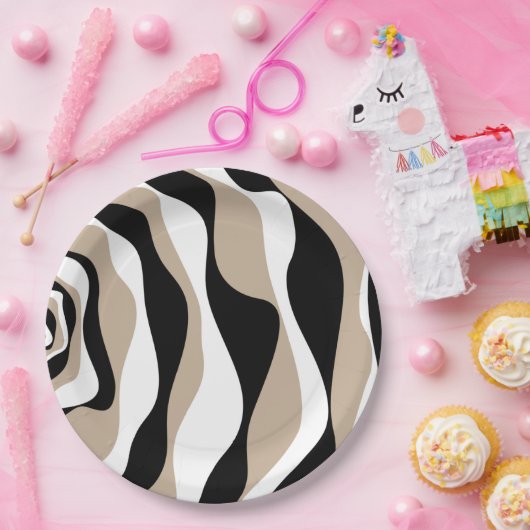 Ebb en Flow 4 - Taupe, Black en White Papieren Bordje (Feest)