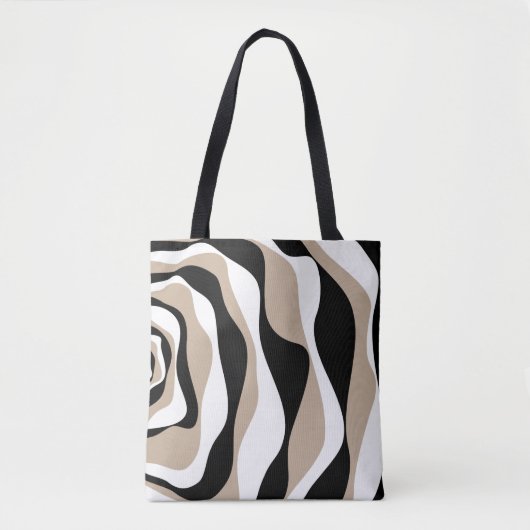 Ebb en Flow 4 - Taupe, Black en White Tote Bag (Voorkant)