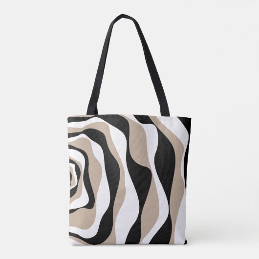 Ebb en Flow 4 - Taupe, Black en White Tote Bag (Achterkant)