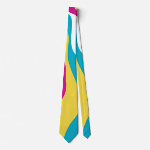 Ebb en Flow 4 - Turquoise, Geel, Roze en Wit Stropdas