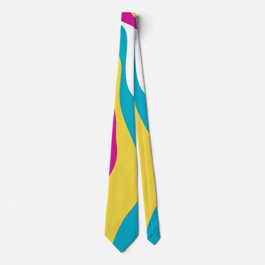 Ebb en Flow 4 - Turquoise, Geel, Roze en Wit Stropdas (Voorkant)