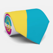 Ebb en Flow 4 - Turquoise, Geel, Roze en Wit Stropdas (Opgerold)