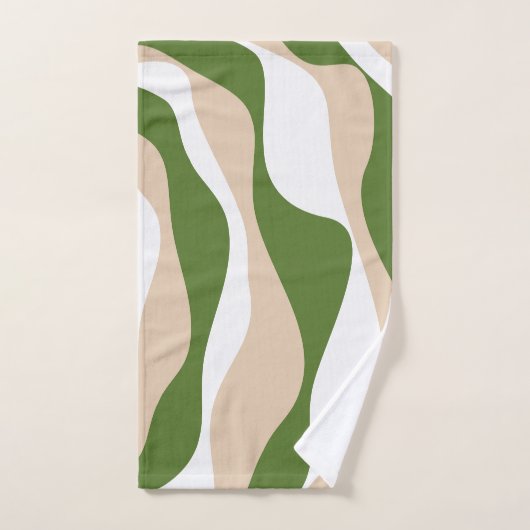 Ebb en Flow 4 - Wit, Zand en Palmgroen Bad Handdoek (Handdoek)