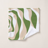 Ebb en Flow 4 - Wit, Zand en Palmgroen Bad Handdoek (Wasdoekje)