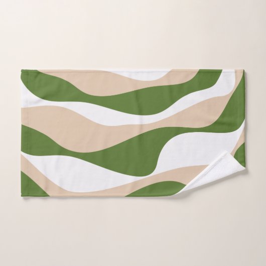 Ebb en Flow 4 - Wit, Zand en Palmgroen Bad Handdoek (Handdoek)