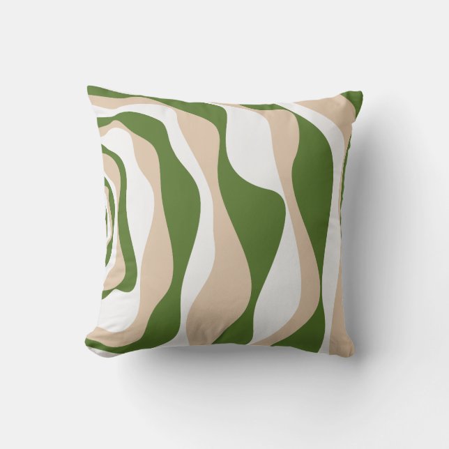 Ebb en Flow 4 - Wit, Zand en Palmgroen Kussen (Voorkant)