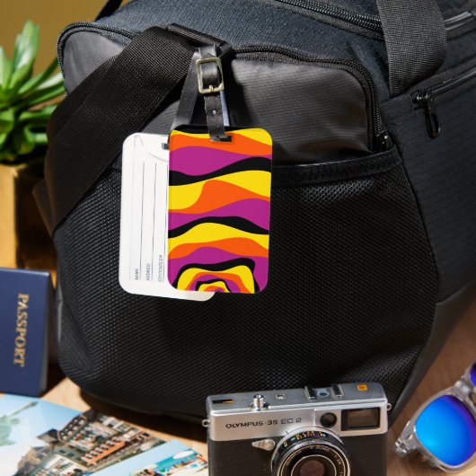 Ebb en Flow 4 - Zwart, Roze, Oranje en Geel Bagagelabel (Voorkant & Achterkant)