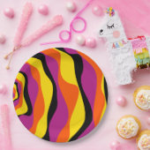 Ebb en Flow 4 - Zwart, Roze, Oranje en Geel Papieren Bordje (Feest)