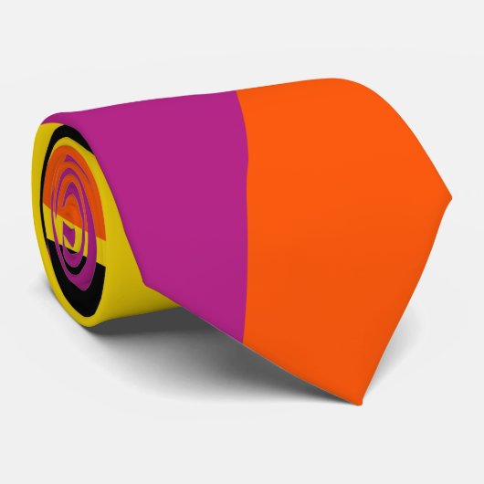 Ebb en Flow 4 - Zwart, Roze, Oranje en Geel Stropdas (Opgerold)