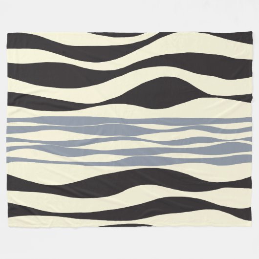 Ebb en Flow in zwart, grijs en crème Fleece Deken (Voorkant (Horizontaal))