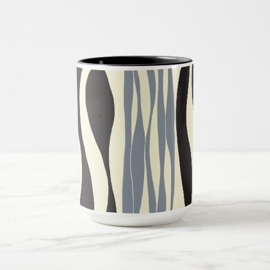 Ebb en Flow in zwart, grijs en crème Mok (Midden)