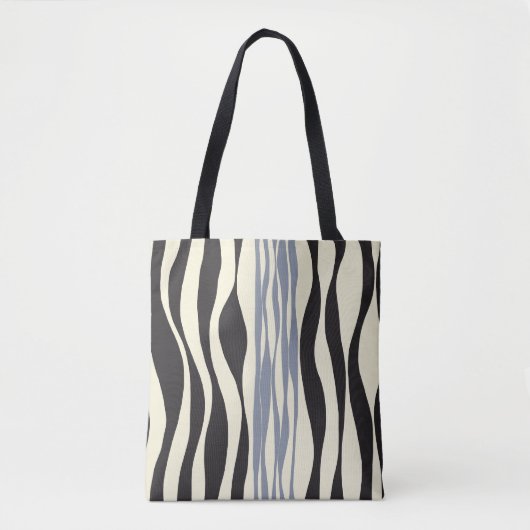 Ebb en Flow in zwart, grijs en crème Tote Bag (Voorkant)