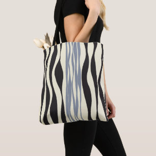 Ebb en Flow in zwart, grijs en crème Tote Bag