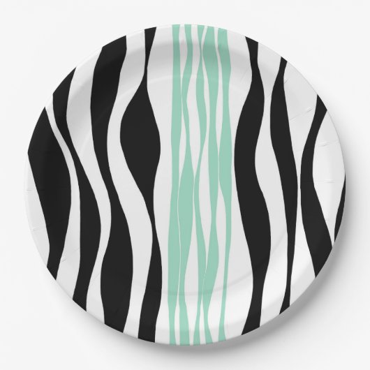 Ebb en Flow - Mint Green, White en Black Papieren Bordje (Voorkant)