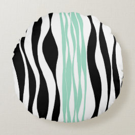 Ebb en Flow - Mint Green, White en Black Rond Kussen