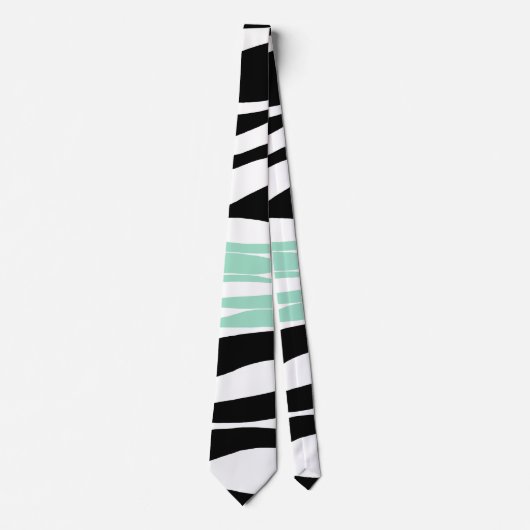 Ebb en Flow - Mint Green, White en Black Stropdas (Voorkant)