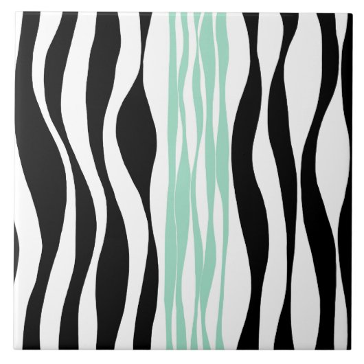 Ebb en Flow - Mint Green, White en Black Tegeltje (Voorkant)