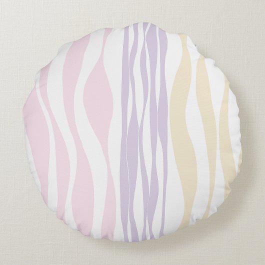 Ebb en Flow - Pastel Roze, Geel en Paars Rond Kussen (Achterkant)