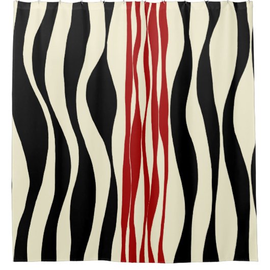 Ebb en Flow - Rood & Cream Douchegordijn (Voorkant)