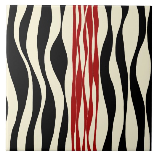 Ebb en Flow - Rood & Cream Tegeltje (Voorkant)