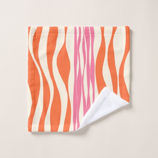 Ebb en Flow - Roze, Sinaasappel en crème Bad Handdoek (Wasdoekje)
