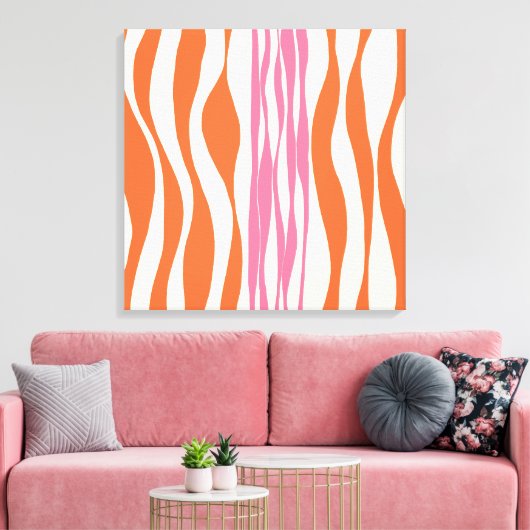 Ebb en Flow - Roze, Sinaasappel en crème Canvas Afdruk (Insitu (Woonkamer))