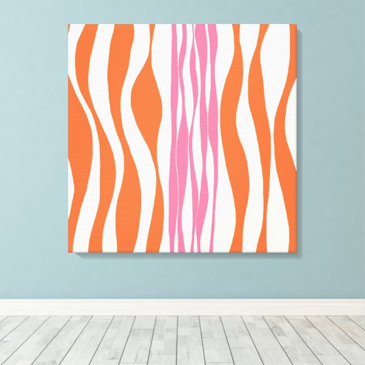 Ebb en Flow - Roze, Sinaasappel en crème Canvas Afdruk (Insitu (Houten vloer))