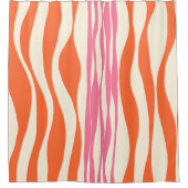 Ebb en Flow - Roze, Sinaasappel en crème Douchegordijn (Voorkant)