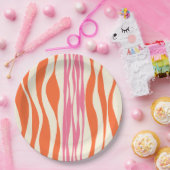 Ebb en Flow - Roze, Sinaasappel en crème Papieren Bordje (Feest)