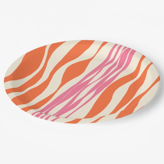 Ebb en Flow - Roze, Sinaasappel en crème Papieren Bordje (Gekanteld)