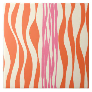 Ebb en Flow - Roze, Sinaasappel en crème Tegeltje