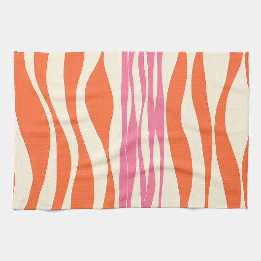 Ebb en Flow - Roze, Sinaasappel en crème Theedoek (Horizontaal)