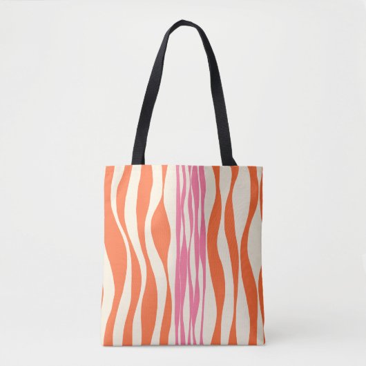 Ebb en Flow - Roze, Sinaasappel en crème Tote Bag (Voorkant)