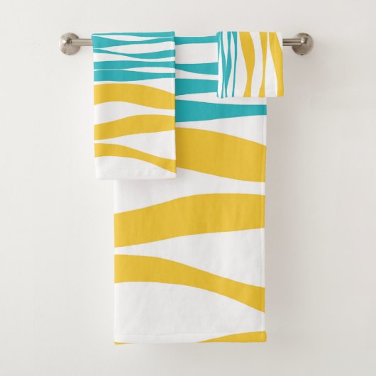 Ebb en Flow - Turquoise & Yellow Bad Handdoek (Insitu)