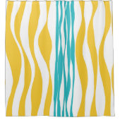 Ebb en Flow - Turquoise & Yellow Douchegordijn (Voorkant)