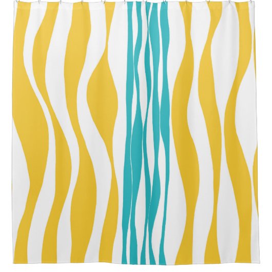 Ebb en Flow - Turquoise & Yellow Douchegordijn (Voorkant)