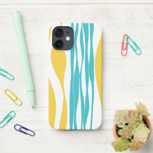 Ebb en Flow - Turquoise & Yellow iPhone 12 Mini Hoesje