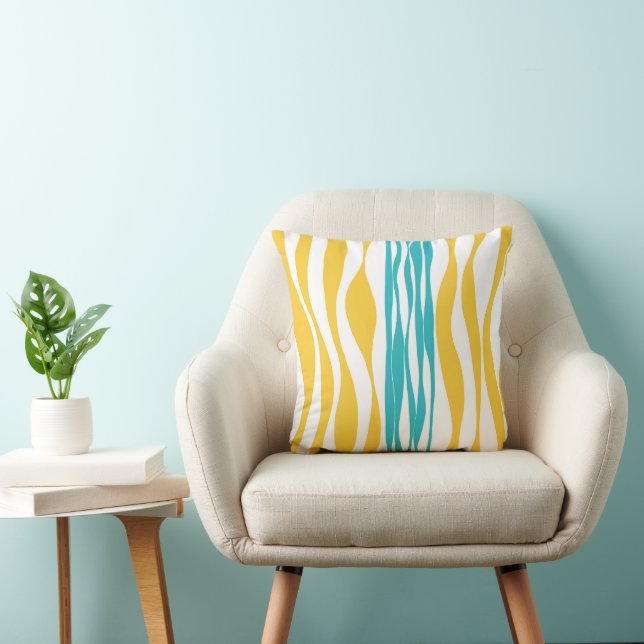 Ebb en Flow - Turquoise & Yellow Kussen (Stoel)