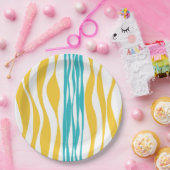 Ebb en Flow - Turquoise & Yellow Papieren Bordje (Feest)