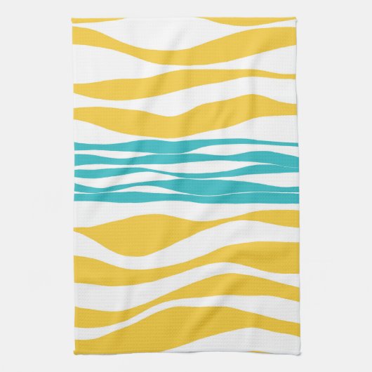Ebb en Flow - Turquoise & Yellow Theedoek (Verticaal)