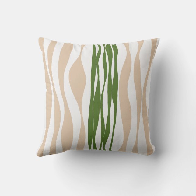 Ebb en Flow - Wit, Zand en Palmgroen Kussen (Achterkant)