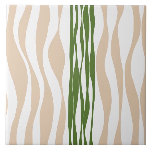 Ebb en Flow - Wit, Zand en Palmgroen Tegeltje (Voorkant)