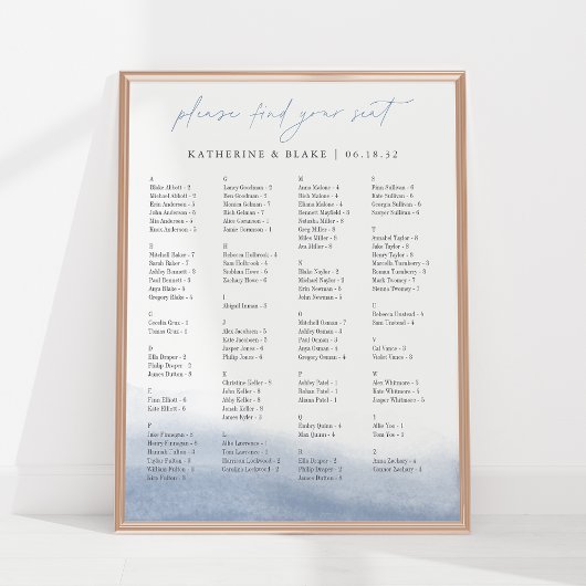 EBB Getij Alfabetische Zitkaart Poster