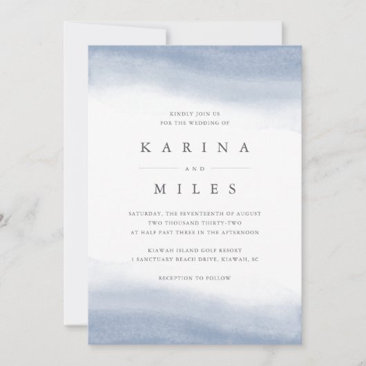 Ebb Tide Coastal Waterverf Alles in één bruiloft Kaart (Voorkant)