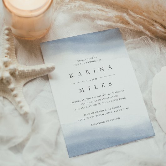 Ebb Tide Coastal Waterverf Wedding Kaart